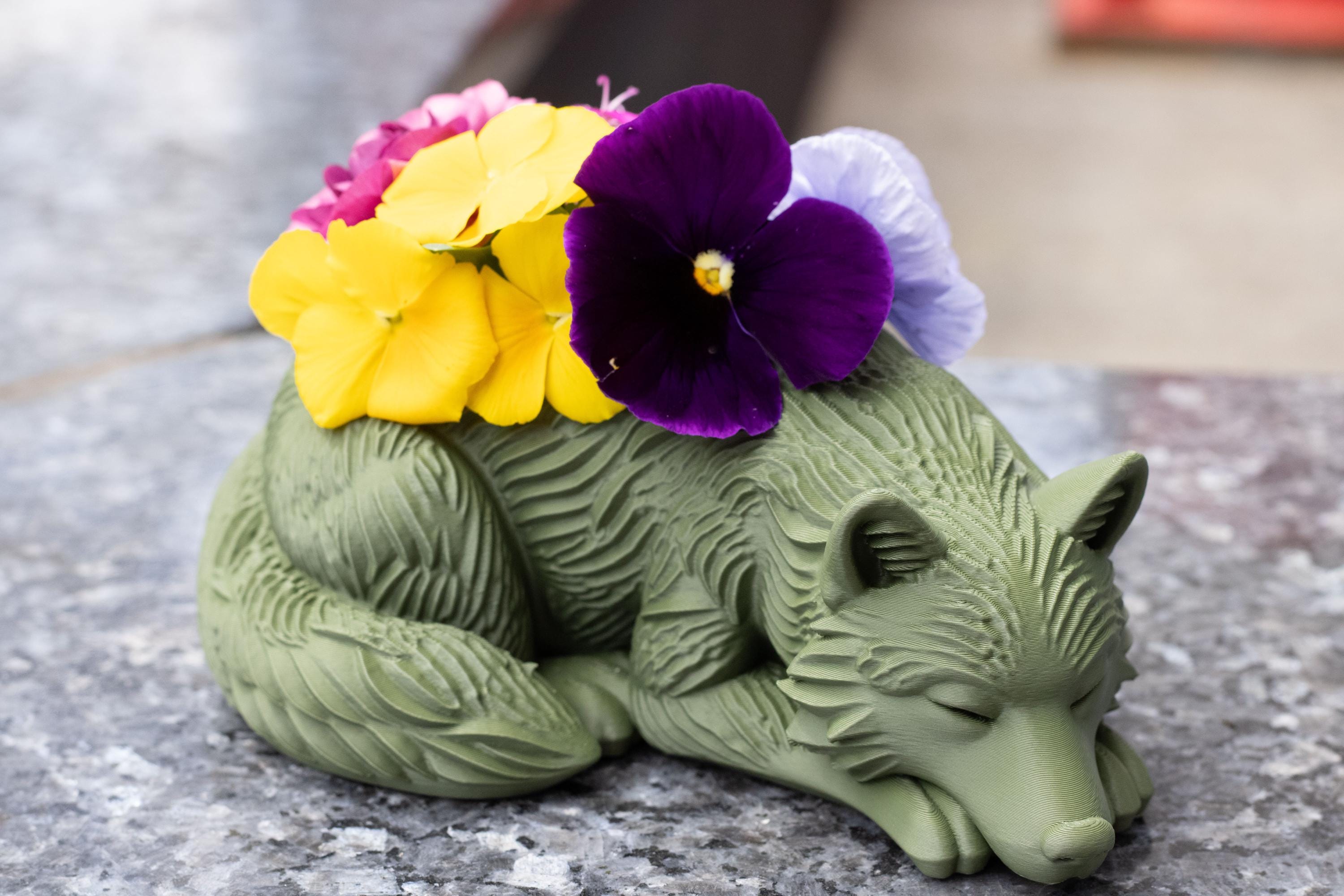 Sleeping Wolf Planter, Sage Green Succulent Pot