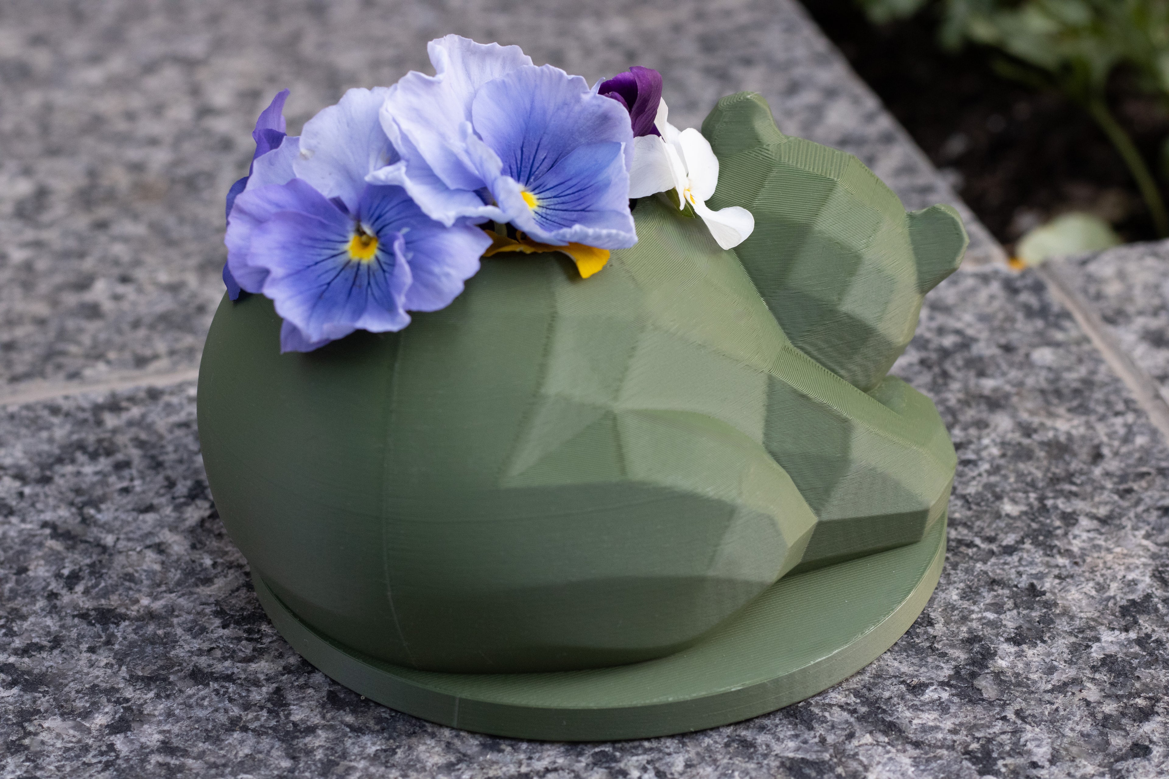 Sleeping Bear Planter, Sage Green Succulent Pot