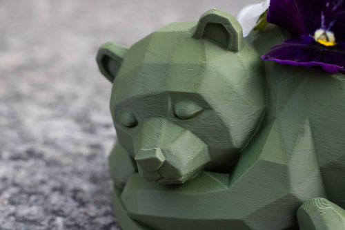 Sleeping Bear Planter, Sage Green Succulent Pot