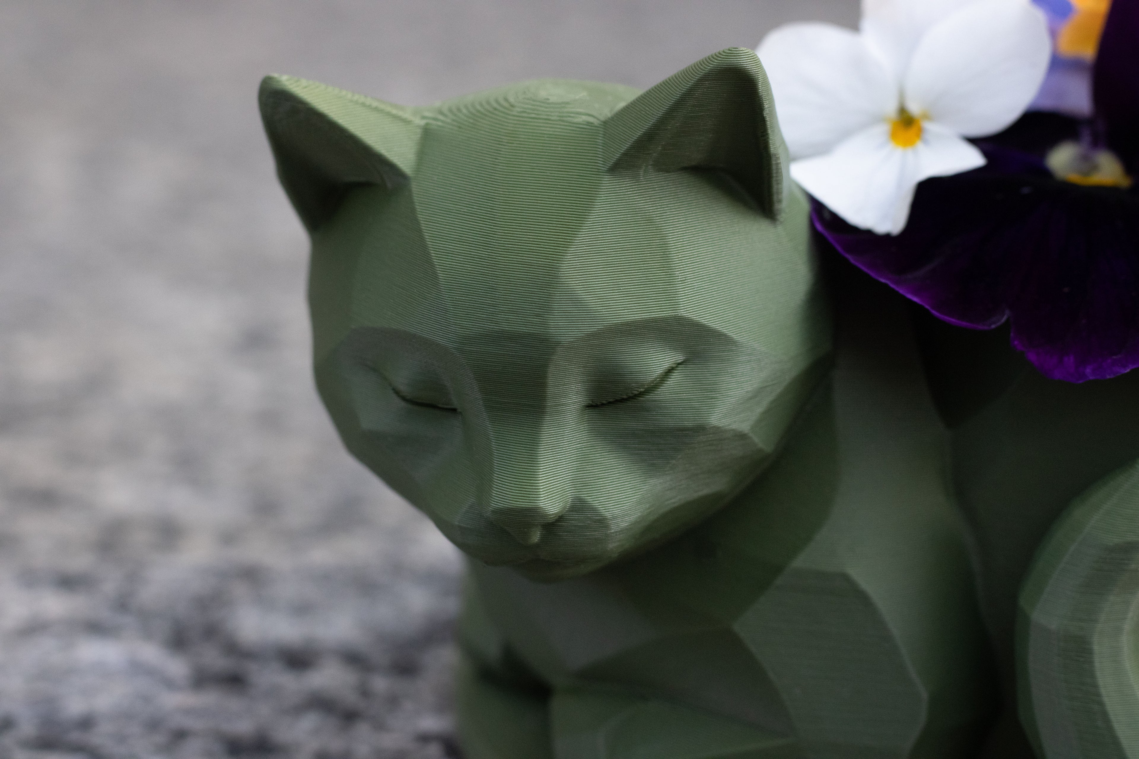 Sleeping Cat Planter, Sage Green Succulent Pot