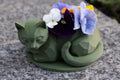 Sleeping Cat Planter, Sage Green Succulent Pot
