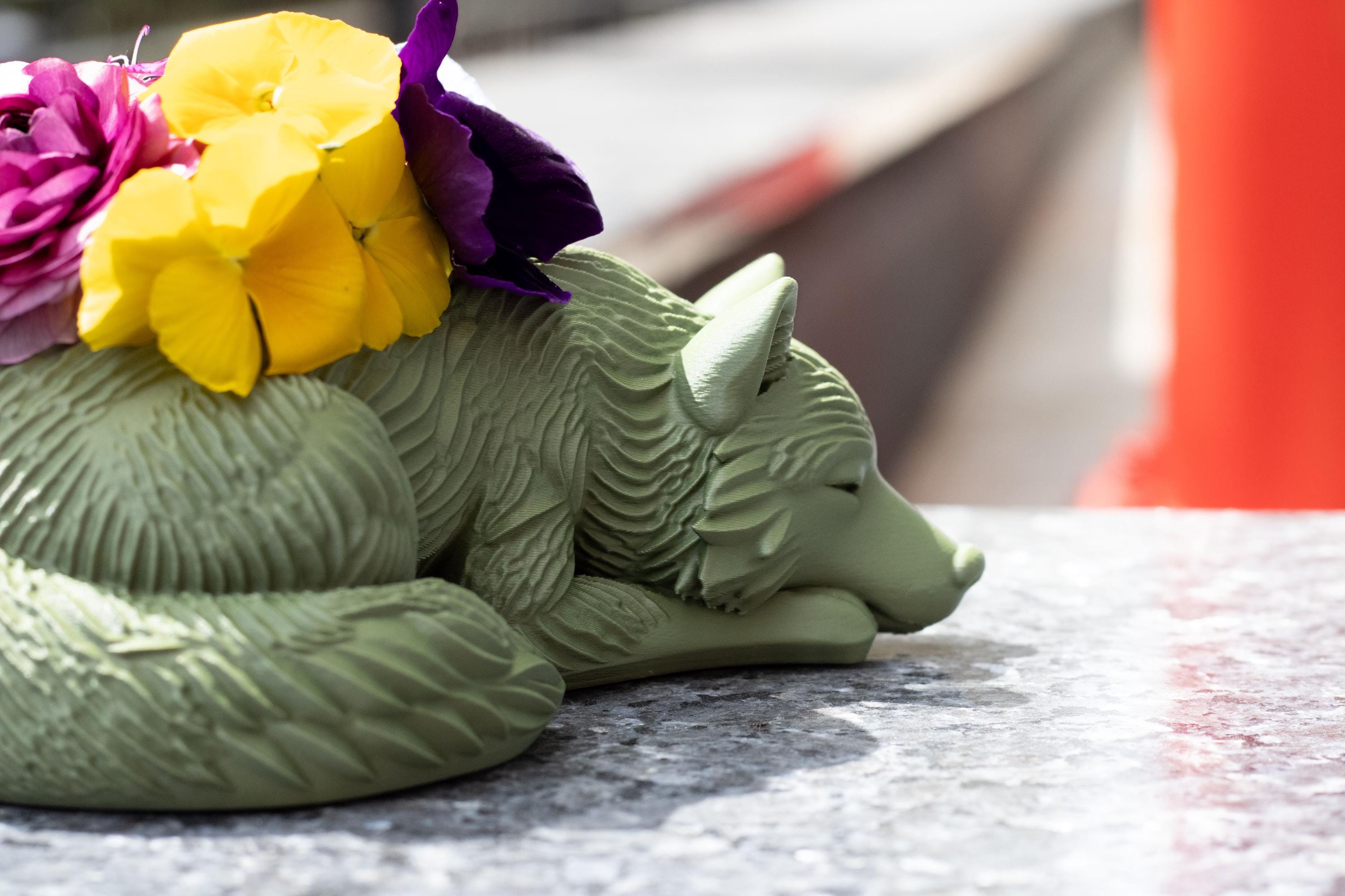 Sleeping Wolf Planter, Sage Green Succulent Pot