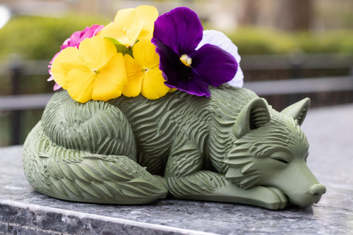 Sleeping Wolf Planter, Sage Green Succulent Pot